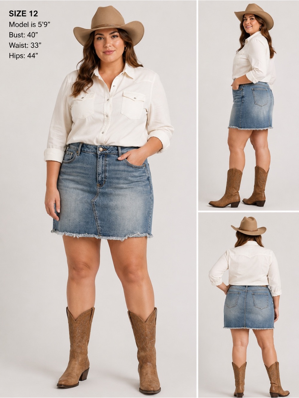 Ruff Hewn Raw Hem Denim Mini Cowgirl Skirt 12